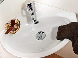 Belvit Lavabo esquinero de cerámica, 36 x 36 x 15 cm
