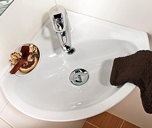 Belvit Lavabo esquinero de cerámica, 36 x 36 x 15 cm
