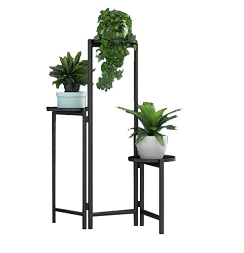BenbrooYZ Soporte alto para plantas de metal de 3 niveles, para interiores y exteriores, soporte para macetas para plantas, para el hogar, jardín, patio (33.4)