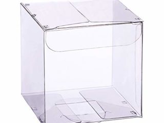 BENECREAT 60 Pack Caja Plegable Cajita Plástica Envase Transparente de Regalo Contenedor de Dulce Chocolate para Boda Fiesta Cumpleaños 5x5x5cm
