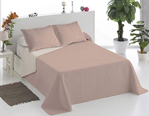 BENENETTAHOME Colcha bouti Lisa Bicolor Reversible. Cama 150. Beige-Crema.