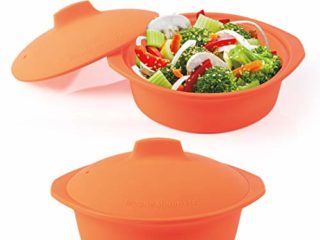 BERELA HOME- Ebuka- Vapround – Vaporera Silicona para microondas/Horno Redonda, 100% Silicona resiste Temperaturas de – 60 a + de 220ºC Ideal para cocinar al Vapor y descongelar 17cm diámetro 1000ml