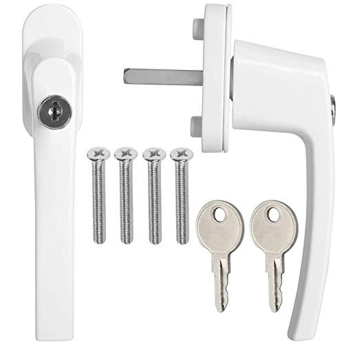 BESLIME Manilla para Ventana - Manilla con Cerrojo para Ventana Manija de Seguridad para Ventana CorrederaBlanco, 2pcs