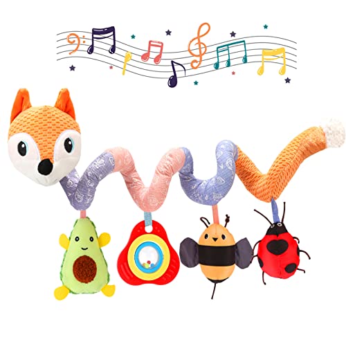 BestCool Espiral Cochecito, Juguete Colgantes Activity Muñeco de Peluche con Caja de Música Incorporada Sonajero BB Dispositivo para Cochecito de Recién Nacido Asiento de Coche Cochecito Sensorial