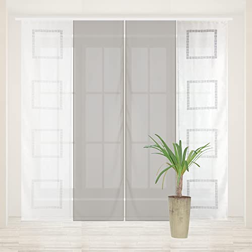 Bestlivings Vivess - Cortina corredera (4 unidades, 60 x 245 cm), color blanco y gris