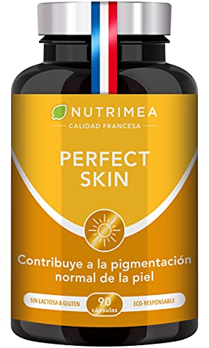 Betacaroteno Natural Acelerador Bronceado Corporal y Facial Protección Solar Antioxidante | Vitamina A y E Cobre Bardana Licopeno | 90 Cápsulas Vegetales Apto para Veganos Fabricado en Francia