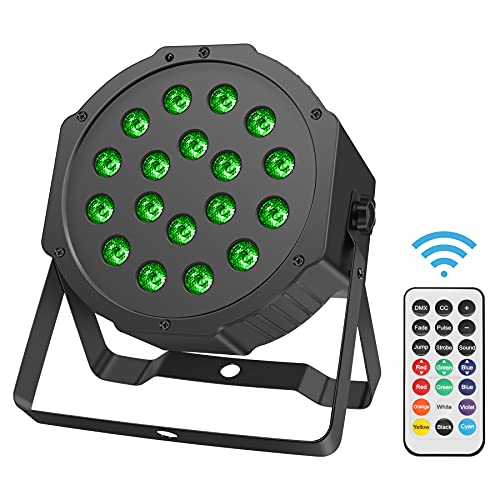 BETOPPER Luces Dj Luces Discoteca Todo Color 18 LED 3 en 1 RGB DMX512 y Control Remoto Adecuada para Bodas, Espectáculos,Bares, Salas Multifuncionales,Fiesta de Navidad