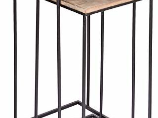BETTER & BEST Q B&B Q BETTER & BEST Negra Mesas Nido Altas Pata Hierro, Tapa Natural, Medidas 39x37x70,5 35x35x60, Material: Madera/Metal, Talla única