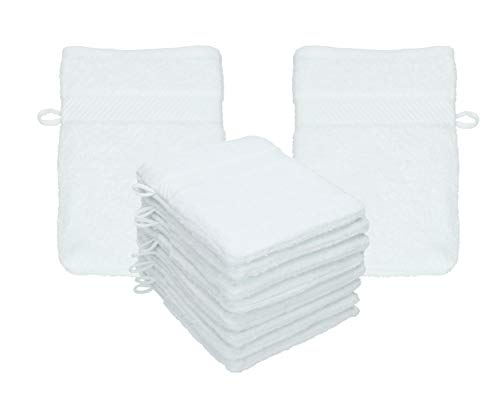 Betz Paquete de 10 Manoplas de baño Palermo 100% algodón tamaño 16x21 cm (Blanco)