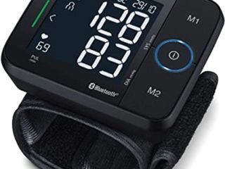 Beurer BC 54 Tensiómetro de muñeca con conexión a app, tecnología de inflado, indicador de riesgo por colores y detección de arritmias, para circunferencias de muñeca de 13,5 a 21,5 cm