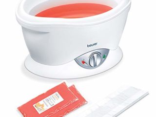 Beurer MP 70 Baño de parafina para manos, pies y codos, temperatura ajustable, display iluminado que muestra el nivel de calor, incluye 2 bolsas de cera de parafina, color blanco