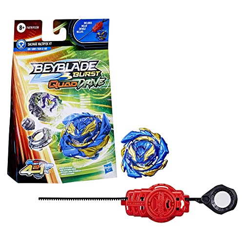 Beyblade Burst QuadDrive - Kit Inicial con Top Salvage Valtryek V7 Tipo Ataque/energía - Top de Batalla con Lanzador Incluido