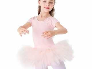 Bezioner Maillot de Danza Tutú Vestido de Ballet Gimnasia Leotardo Algodón Body Clásico para Niña Rosa 130