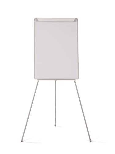 Bi-Office Pizarra Blanca con Caballete de Trípode Basic, 70 x 100 cm, Rotafolios con Marco Gris, con Bandeja y Clip Ajustable para Bloques