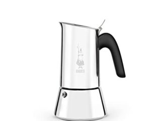 Bialetti - Nueva Venus Induction, cafetera espresso con placa de acero inoxidable, adecuada para todas las fuentes de calor, 6 tazas, aluminio, plata
