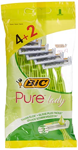 Bic Pure 3 Lady - Cuchillas de afeitar desechables para mujer (4 + 2 unidades)