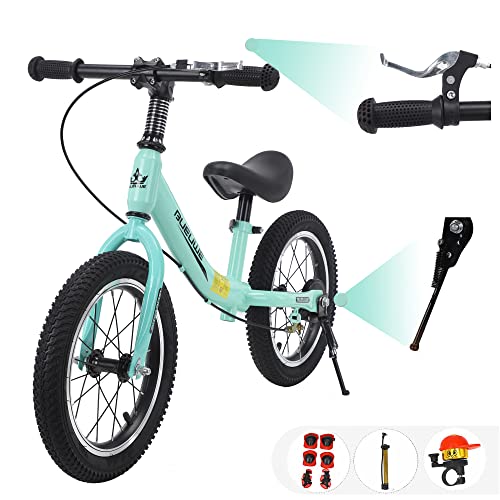 Bicicleta Balance Sin Pedales, Bici con Ruedas De 14" para Niños De 3-7 Años, Balance Bici con Sillín Ajustable, Neumáticos Inflables para Aprendizaje De Equilibrio (Máximo 70 Kg),Verde