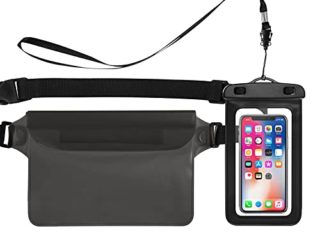Bigqin Estuche Impermeable para teléfono móvil, Paquete de 2 Bolsas de Cintura Seca para teléfono móvil Compatible con el Modelo de teléfono de 6.5 Pulgada, Negro + Gris
