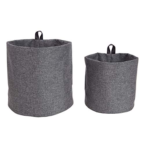 Bigso Box of Sweden Cesta colgante grande de poliéster y cartón – Cesta de pared con trabilla y aspecto de lino – Cubo de almacenaje para colgar o poner de pie – gris