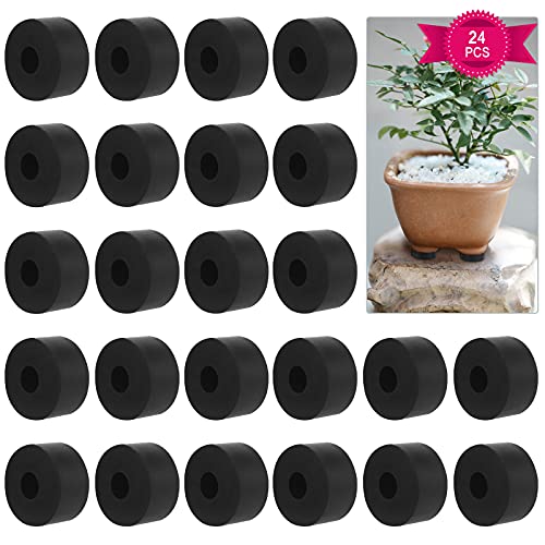 Bigxin 24Pcs Pies de Goma Pies de Macetas Elevador de Macetas, Pies de Goma para Elevar Macetas del Suelo, Antideslizantes Pies Elevadores para Macetas y Muebles (Diámetro 3cm, Negro)