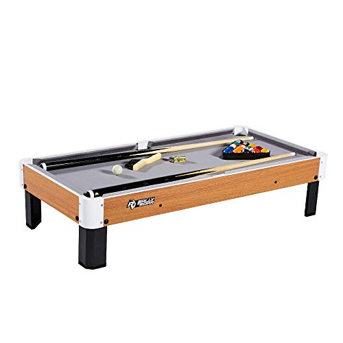 Billar de sobremesa portátil mini con tacos, bolas y triángulo, superficie de 101 x 51 x 23 cm, ideal para jugar con niños y adultos en fiestas, de camping y de viaje