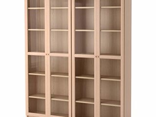 BILLY/OXBERG combinación librería/puertas de vidrio 160x30x202 cm chapa de roble blanco manchado de vidrio/vidrio