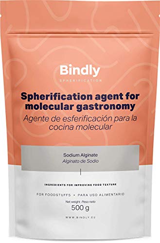 Bindly - Alginato de Sodio - Agente de Esferificación para Cocina Molecular - 500 gr - Para la Esferificación Directa e Inversa - Productos para Cocina Molecular - En Formato Polvo