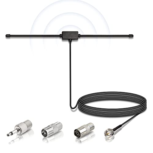 Bingfu Antena Radio Dab FM Antena Dipolo FM con Cable Alargador de 3 m por Sintonizador Radio Portátil Receptor Estéreo Receptor AV Amplificador Estéreo Receptor-HiFi