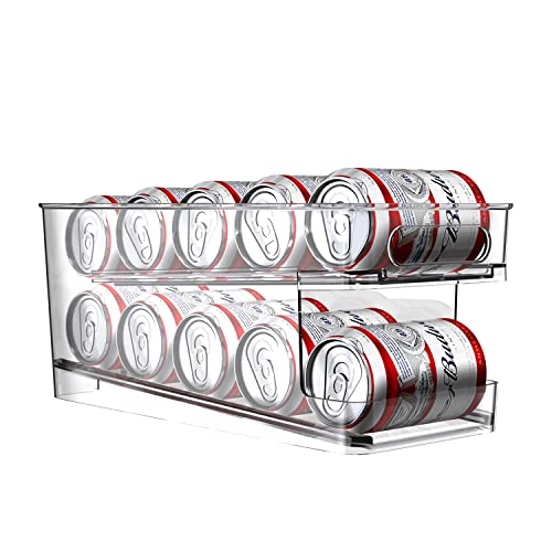 BingoHive Rodante Organizador De Latas Para Nevera Dispensador Latas Frigorifico Refrigerador Cocina Despensa Almacenamiento 10 latas de tamaño estándar de 330ML Cerveza Refrescos Soda Bebidas