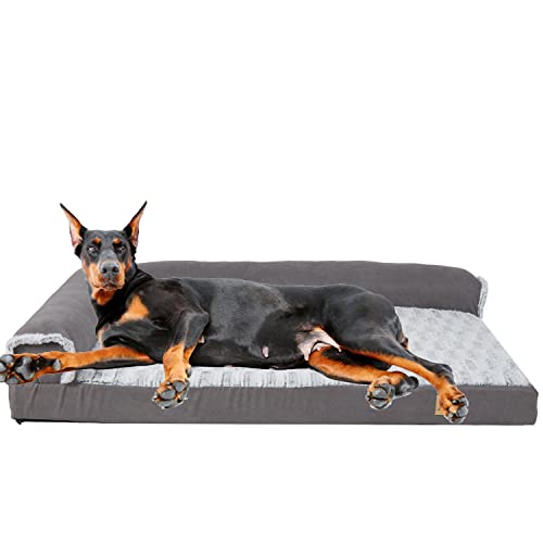 BingoPaw Cama Perro Grande XXXL Cama para Perros Gigantes, 140x120x12cm Camas Perros Grandes con Espuma Ortopédica Sofa Perro con Funda Desenfundable Lavable Impermeable,Gris