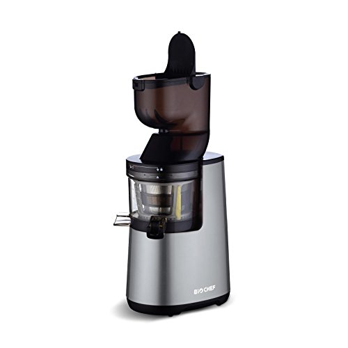 BioChef Atlas Whole Slow Juicer - extractor de zumos COLD PRESS, licuadora en frío ¡Exprime frutas enteras como manzanas, naranjas, zanahorias y remolachas! (Blanco) (Plateado)