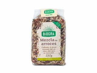 BIOGRÁ - Mix De Arroz Con Alto Contenido En Fibra, Compuesto por Arroz Salvaje, Arroz Rojo y Arroz Basmati integral, Apto para Veganos, 250g