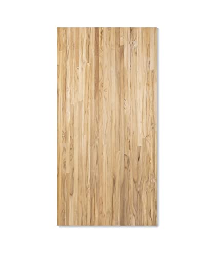 BioMaderas Tablero de madera maciza de teca de 40 mm de grosor, superficie de trabajo, muebles, estantes, cortado, FSC® 100% continua (90,00, 50,00)