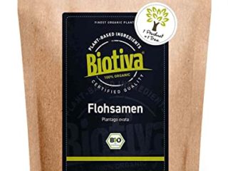 Biotiva Semillas de Psyllium Orgánico - enteras - 1000 g - 99% pureza - bolsa de cierre hermético - sin lactosa y de gluten, vegano - llenado en Alemania