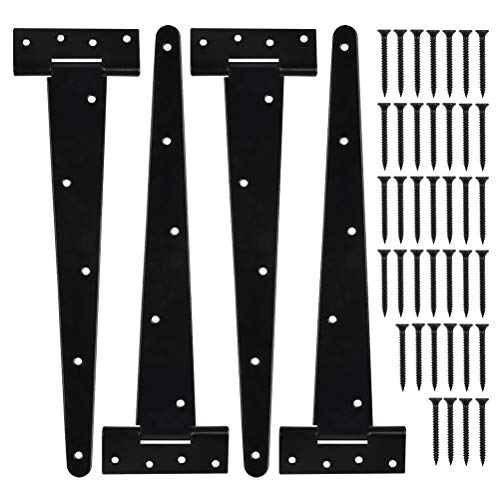 Bisagras en T, TIMESETL 4 Pzs Bisagras para Puertas 34CM Bisagras Plegables para Puertas con Tornillos, Bisagra Valla Madera Fuerte para Puertas Fábrica, Puertas Almacén, Puertas Jardín