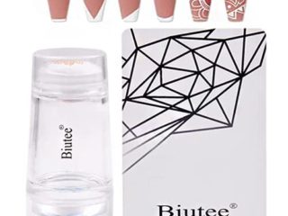Biutee Uñas de Silicona Suave con 1 Raspador, Sello uñas Silicona Estampado de Uñas de Manicura Impresión DIY Nail Art Tool Para Salón
