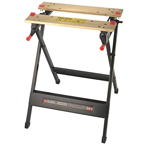 BLACK+DECKER WM301 Banco de Trabajo Workmate Bambú y Acero Diseño Compacto, Carga Máxima 160 kg, Color Negro/ Madera