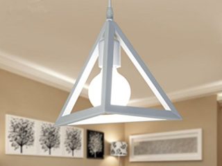 Blanco Colgante Iluminación Lámparas de Techo Industrial Colgante de Luz, Vintage Industrial Triángulo Metal Pantalla de la Lámpara Para la Cocina, Dormitorio, Habitación, Salón, Exterior