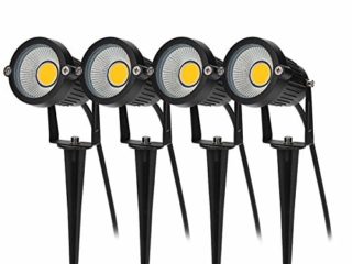 BLOOMWIN 4PCS Foco Proyector Exterior Foco COB LED con Estaca Lámpara Luz Blanco Cálido IP65 220V 5W Impermeable LED Bombilla Exteriores para Jardín Aire Libre Césped Patio Decoración