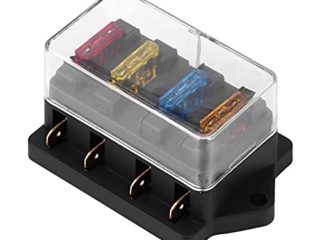 Bloque de Fusibles, Caja de Fusibles de Cuchillas para Automóviles de 4 Vías Circuito Estándar de 12-24 V Soporte de Bloques de Cajas de Fusibles con 5A + 10A + 15A + 20A