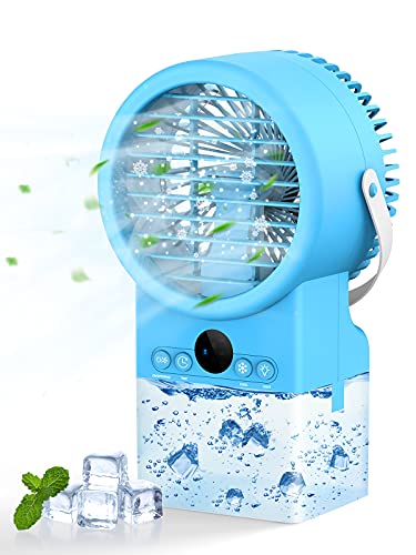 Bluefire Mini Enfriador de Aire, 4 en 1 Aire Ccondicionado Portatil Personal, Air Cooler con Función de Humidificación, 2 Temporizadores, 3 Niveles de Potencia,7 Colores Luz para Hogar, Oficina