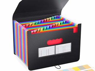 BluePower Carpeta Clasificadora/Archivador Acordeon 24 Bolsillos Carpetas con Fundas de Plastico,Colores Acordeón Separadores Archivadora,A4 Archivadores Papeles Clasificador Documentos Organizador