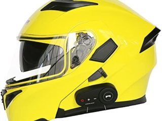 Bluetooth Integrado Casco de Moto Modular con Doble Visera Anti Niebla Integrado de Intercomunicación Sistema de Comuni para Adultos, DOT/ECE Homologado M,M=57~58CM