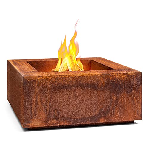 blumfeldt Desert Rust - Brasero, para Uso con leña o carbón, Resistente a la Intemperie, Grosor 1,5 mm, Material de Acero corten, Dimensiones 60 x 26 x 60 cm - Efecto óxido