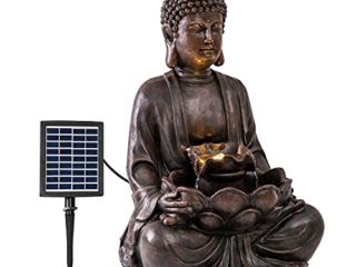 blumfeldt Dharma - Fuente Solar, para Interiores y Exteriores, Potencia 2,8 W, Poliresina, Resistente Intemperie, Circuito Cerrado, Batería Recargable, Iluminación LED, 48 x 72 x 41 cm, Bronce