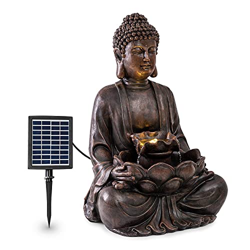 blumfeldt Dharma - Fuente Solar, para Interiores y Exteriores, Potencia 2,8 W, Poliresina, Resistente Intemperie, Circuito Cerrado, Batería Recargable, Iluminación LED, 48 x 72 x 41 cm, Bronce