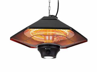 blumfeldt Heat Hexa - Calefactor bajo Consumo, Calefactor infrarrojo Exterior con 2000 W, Calefactor eléctrico con 3 Niveles, hasta 40 m², IP34, Luz LED, Pantalla táctil, Mando a Distancia, Negro