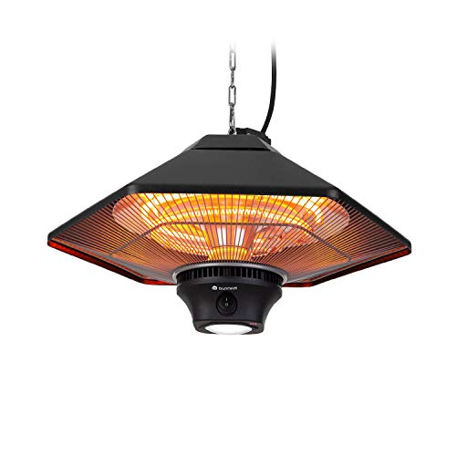 blumfeldt Heat Hexa - Calefactor bajo Consumo, Calefactor infrarrojo Exterior con 2000 W, Calefactor eléctrico con 3 Niveles, hasta 40 m², IP34, Luz LED, Pantalla táctil, Mando a Distancia, Negro