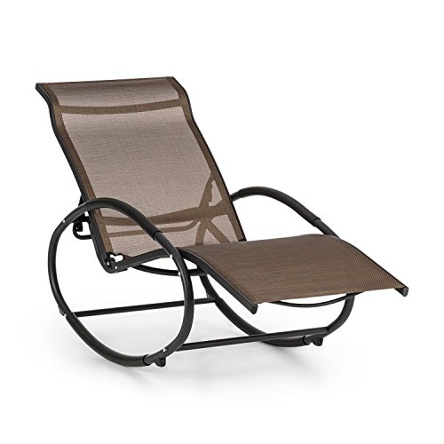 blumfeldt Santorini - Mecedora, Silla balancín, Tumbona, Cómoda, 4 bloqueadores de Seguridad, Aluminio de 30mm de Grosor, Poliéster Resistente, Resistente a la Intemperie, Marrón-Negro