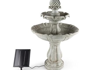 blumfeldt Vogelsbrunn - Fuente Solar Exterior Estilo Barroco, Bebedero para pájaros para jardín, Potente Bomba de Agua de 3 W máximo 250 L/h, Batería, Interruptor, Imita a hormigón